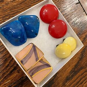 Colorful Vintage Clip-On Earrings Set